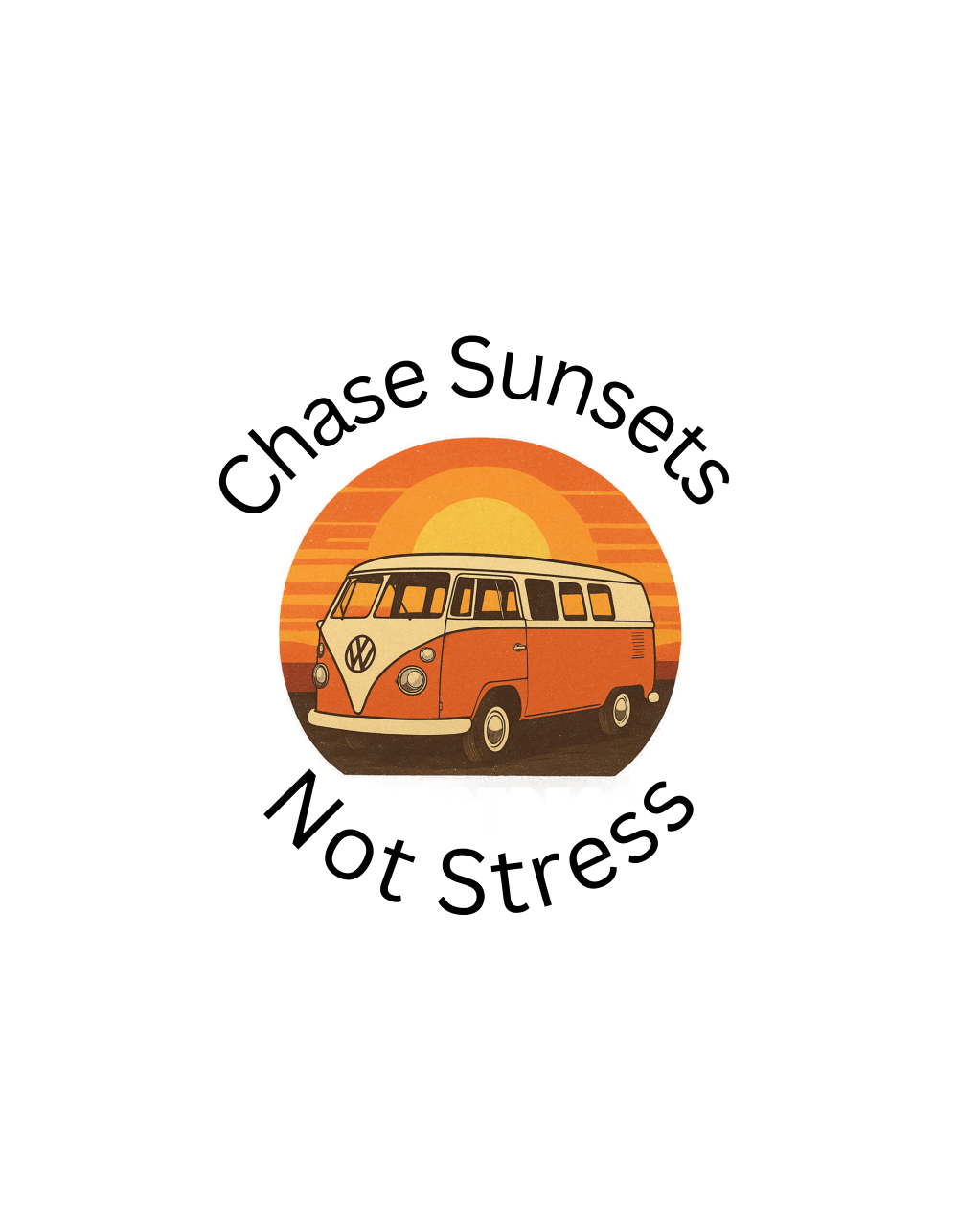 Chase Sunsets, Not Stress - Vintage Kombi T-Shirt